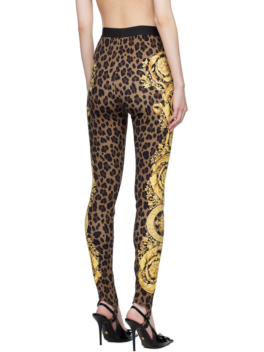 Brown Wild Barocco Stirrup Leggings - 3