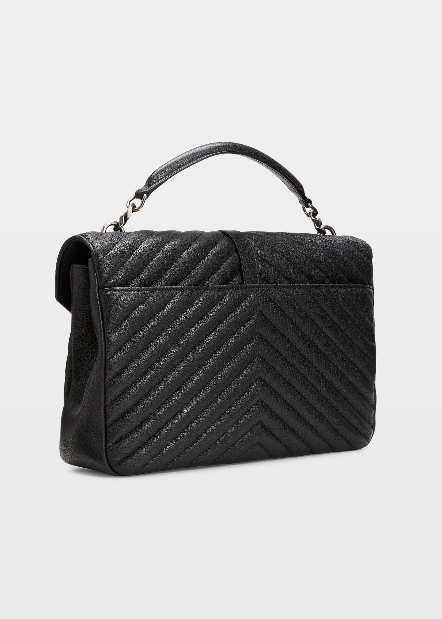 College Large Quilted Leather V-Flap Shoulder Bag - 2