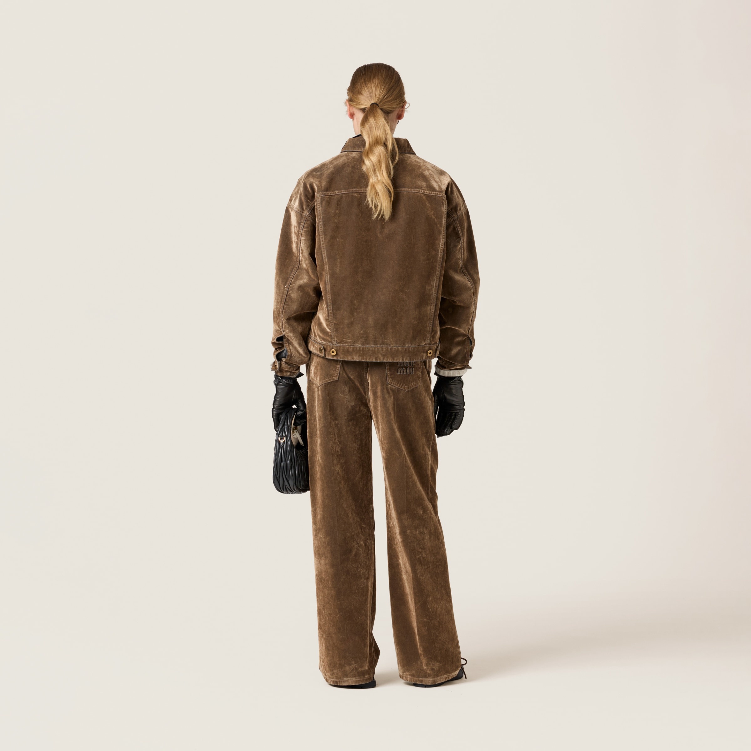 Washed flocked chambray pants - 3