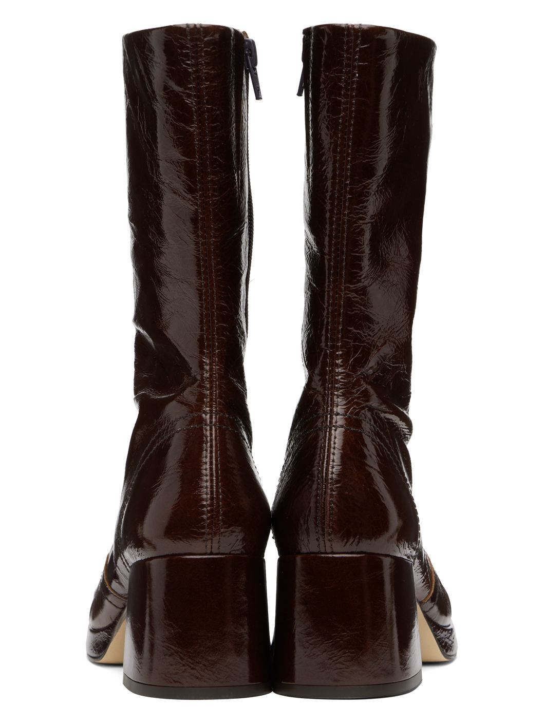 Brown Cass Patent Boots - 2