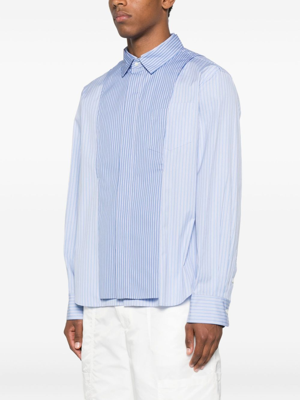 striped panelled shirt - 3