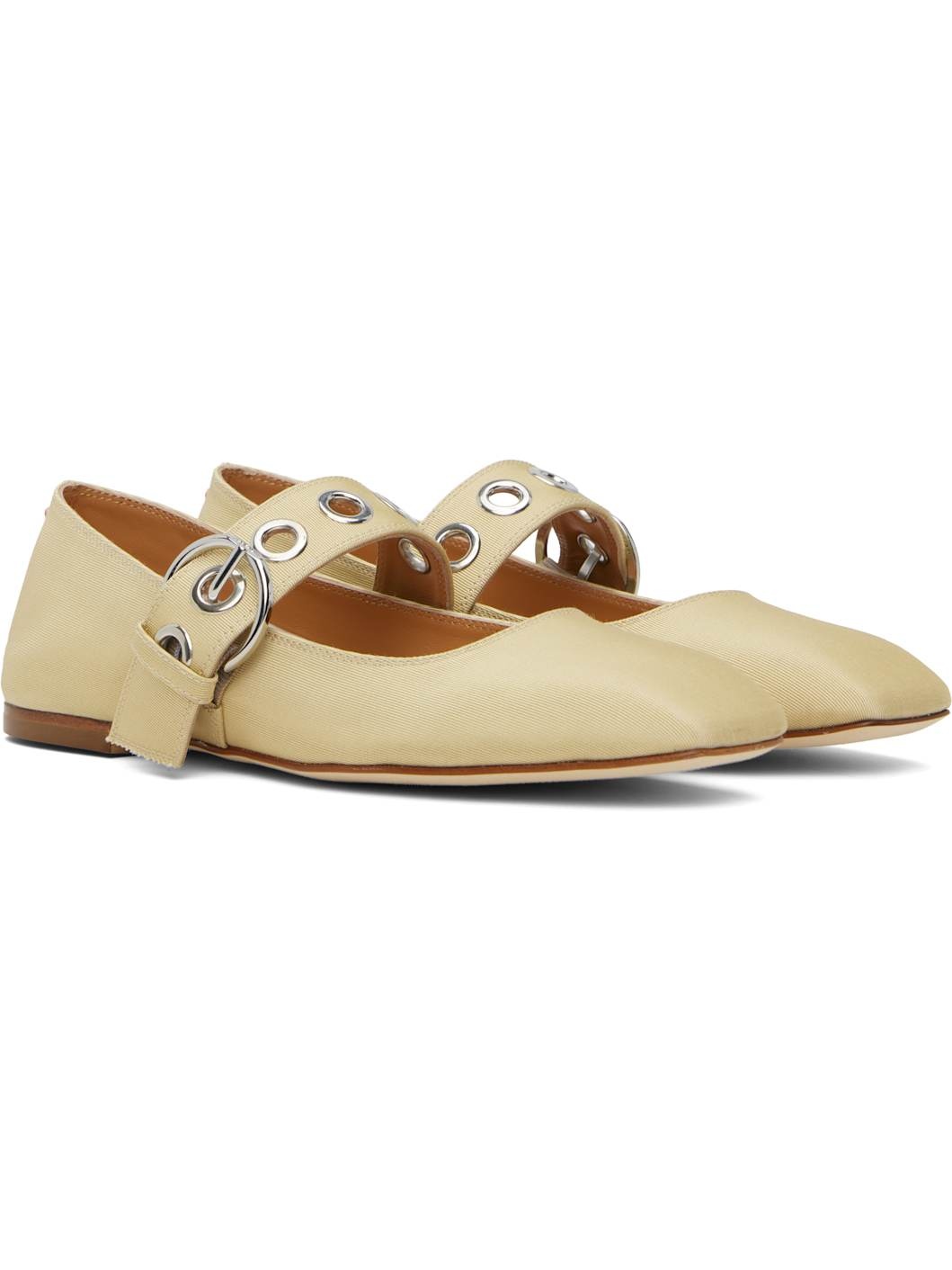 Beige Uma Eyelet Mary-Jane Ballerina Flats - 4