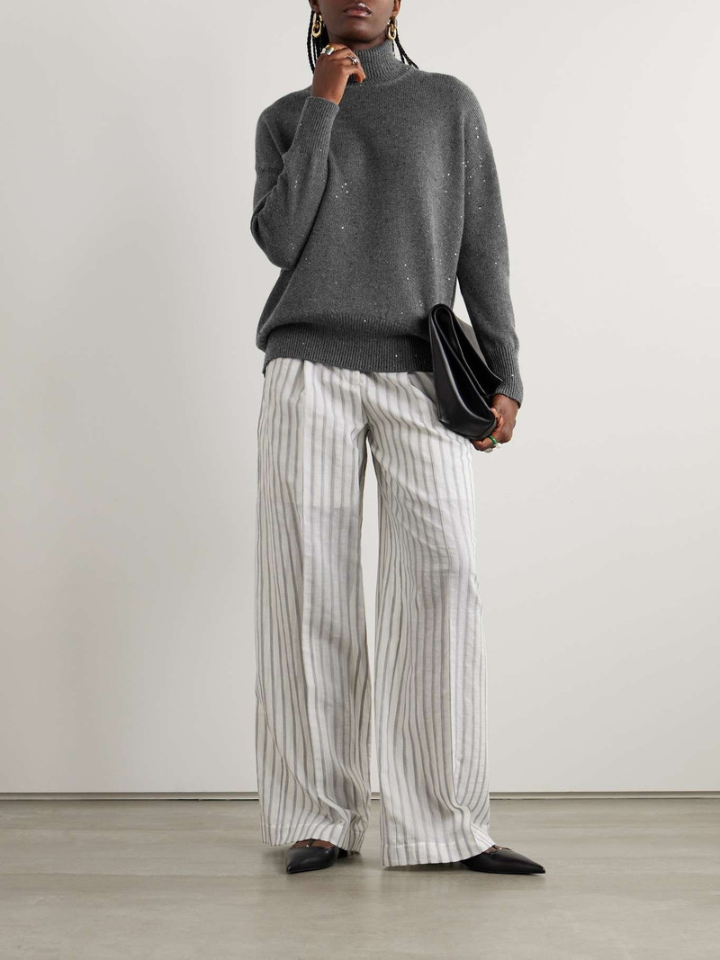 Brunello Cucinelli Sequin-embellished cashmere and silk-blend turtleneck sweater outlook