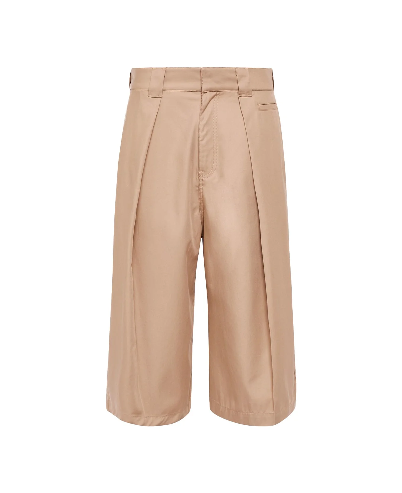 Cotton Pleated Cropped Trousers - 1