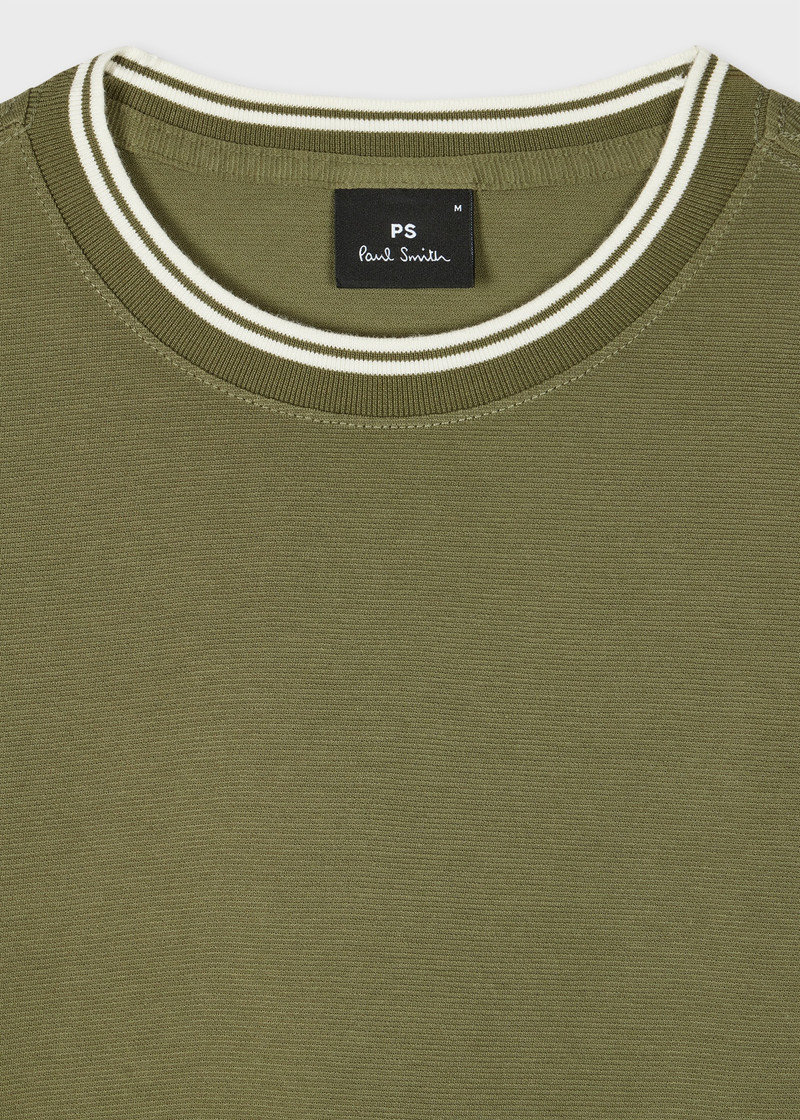 Paul Smith Khaki Regular-Fit Contrast Stripe Cotton T-Shirt outlook