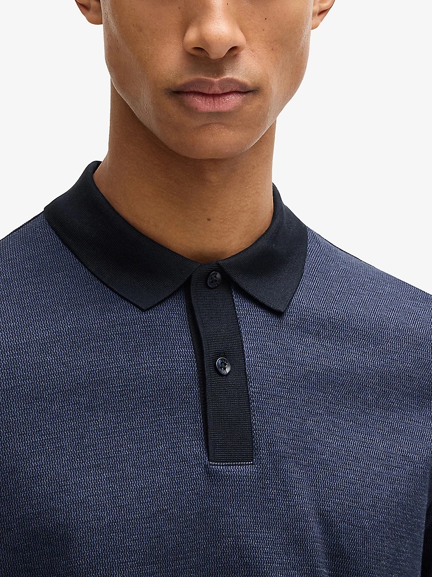 Short-sleeved contrast-trim cotton polo shirt - 5