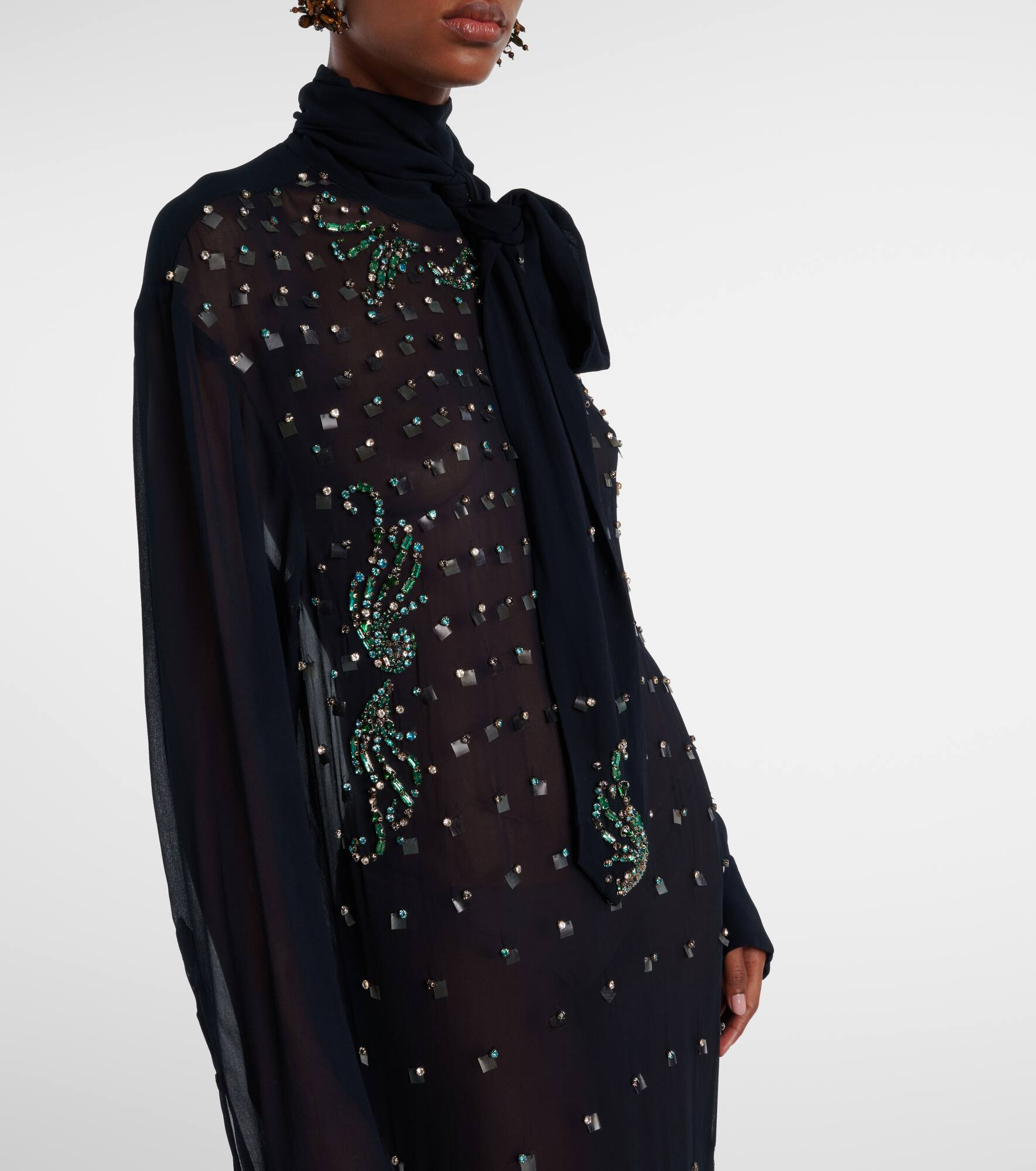 Embellished sheer midi dress - 5
