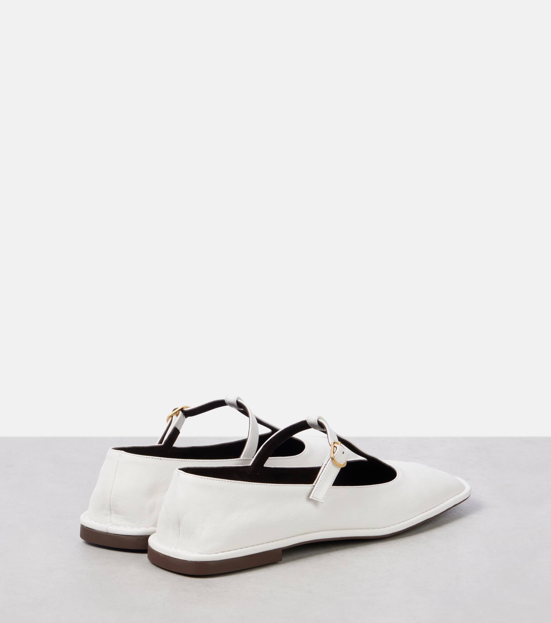 Square T-Strap leather ballet flats - 2