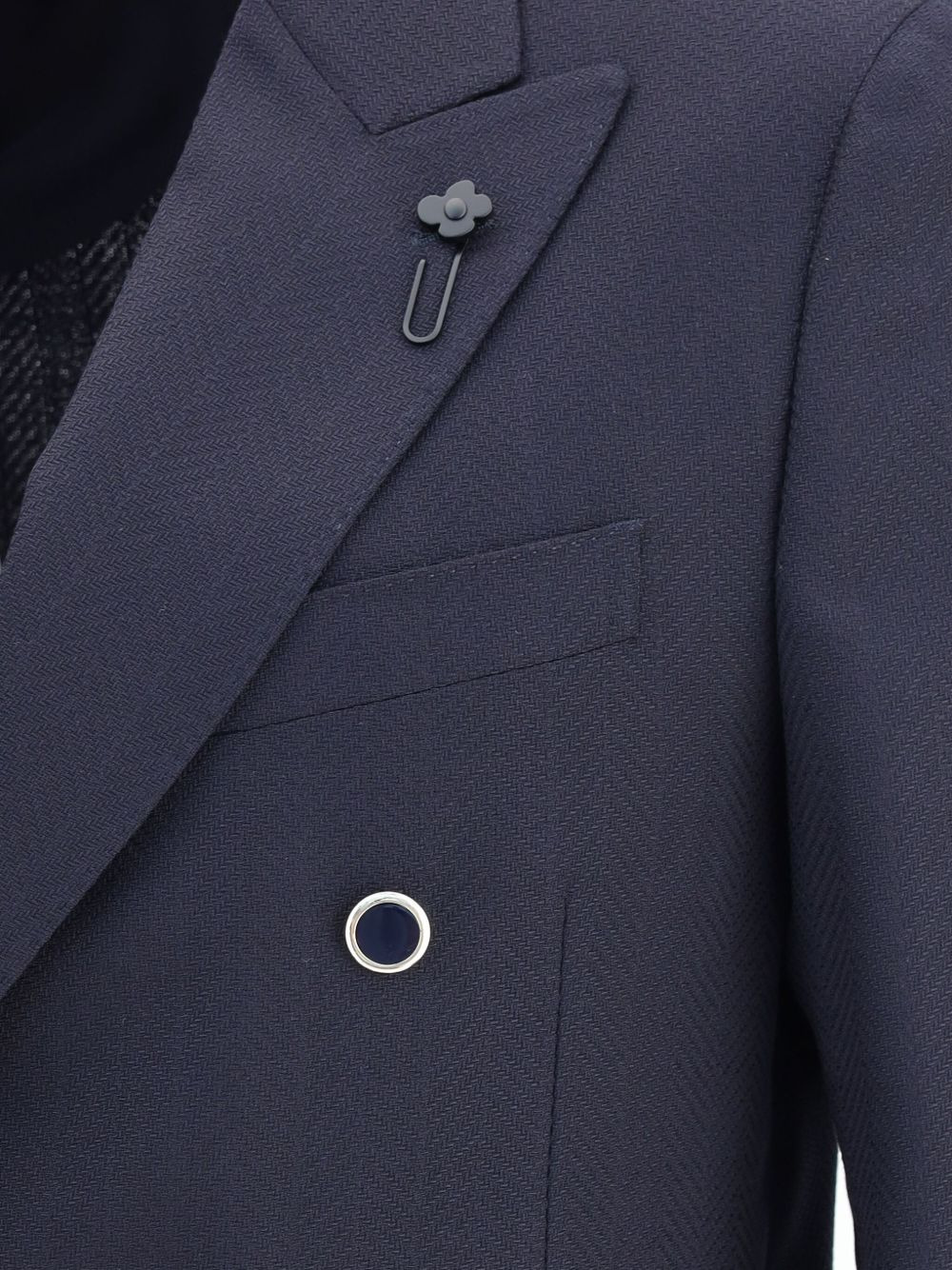 double-breasted herringbone blazer - 4