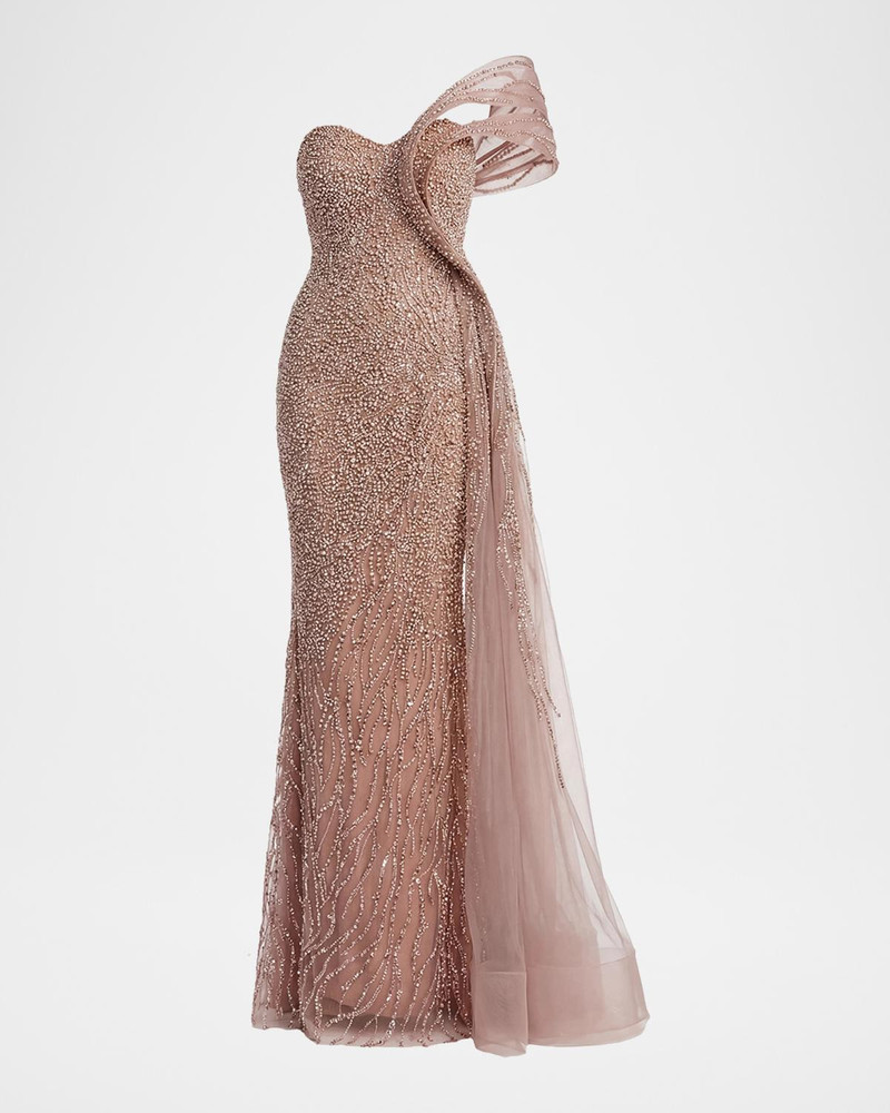 Sweetheart Neckline Embroidered Column Gown 1