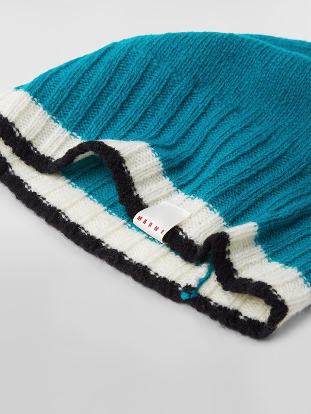 PALE BLUE COLOUR-BLOCK VIRGIN WOOL HAT - 4