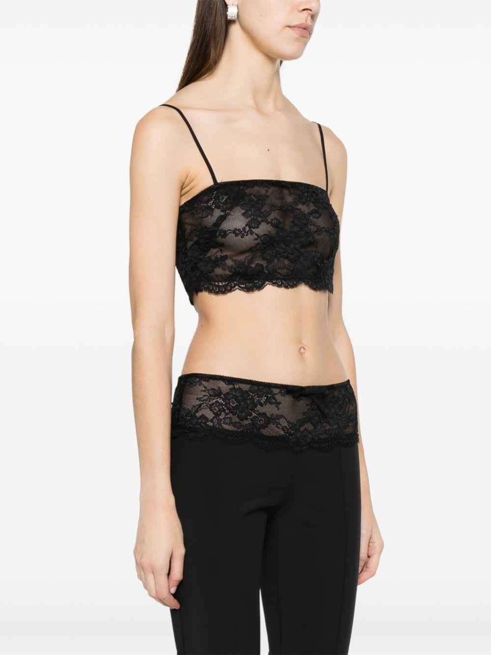 floral-lace crop top - 3