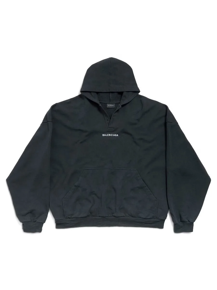 Balenciaga Back Faded Fleece Polo Hoodie Clothing - 1