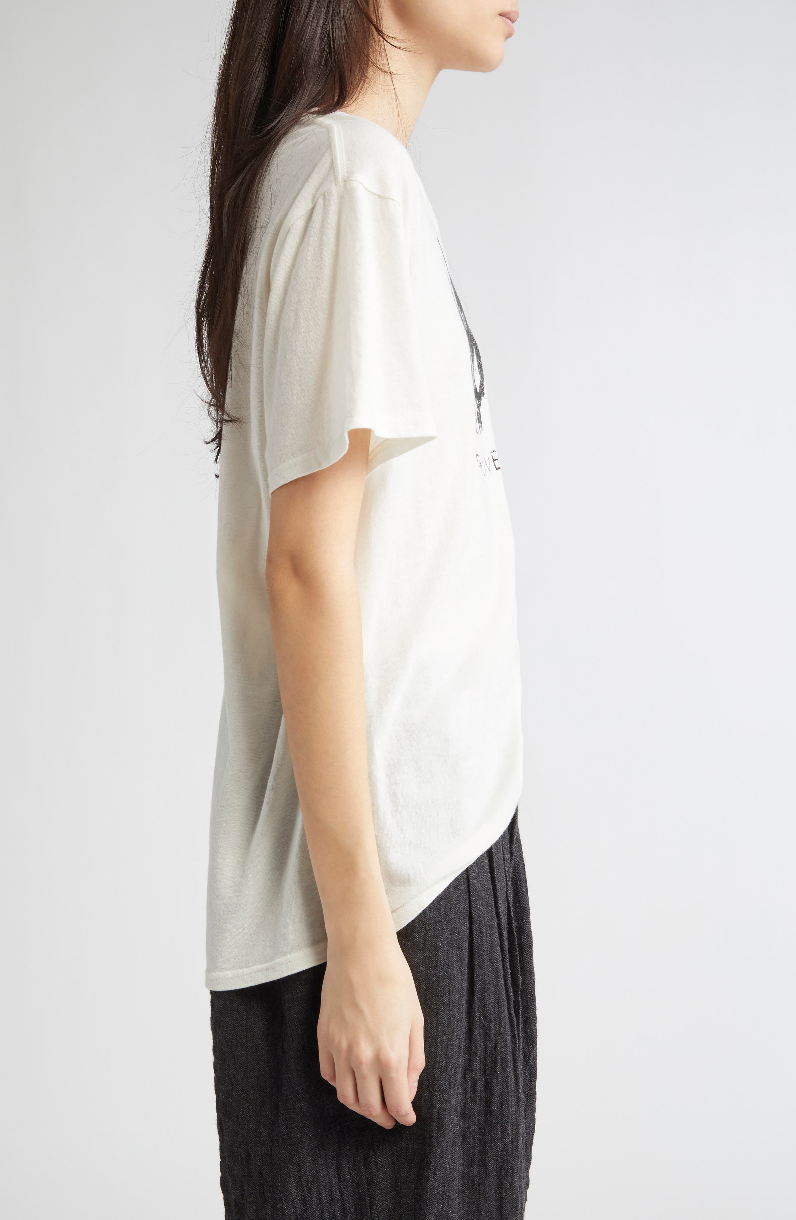 R13 9 Lives Cotton & Cashmere Graphic T-Shirt in Ecru at Nordstrom - 4