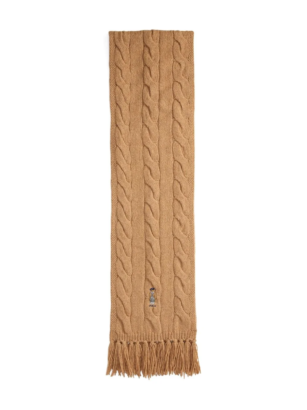 cable-knit fringed scarf - 1