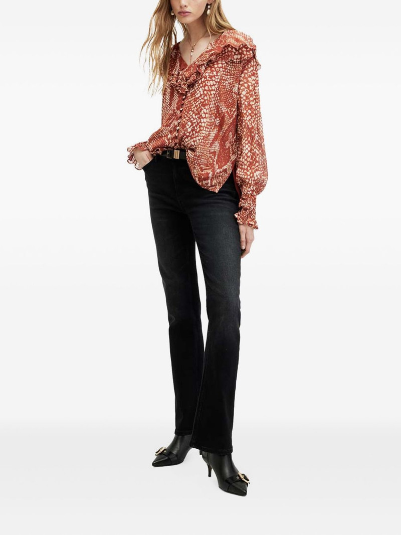 ALLSAINTS Phoebe ruffle-detail snake-print top outlook