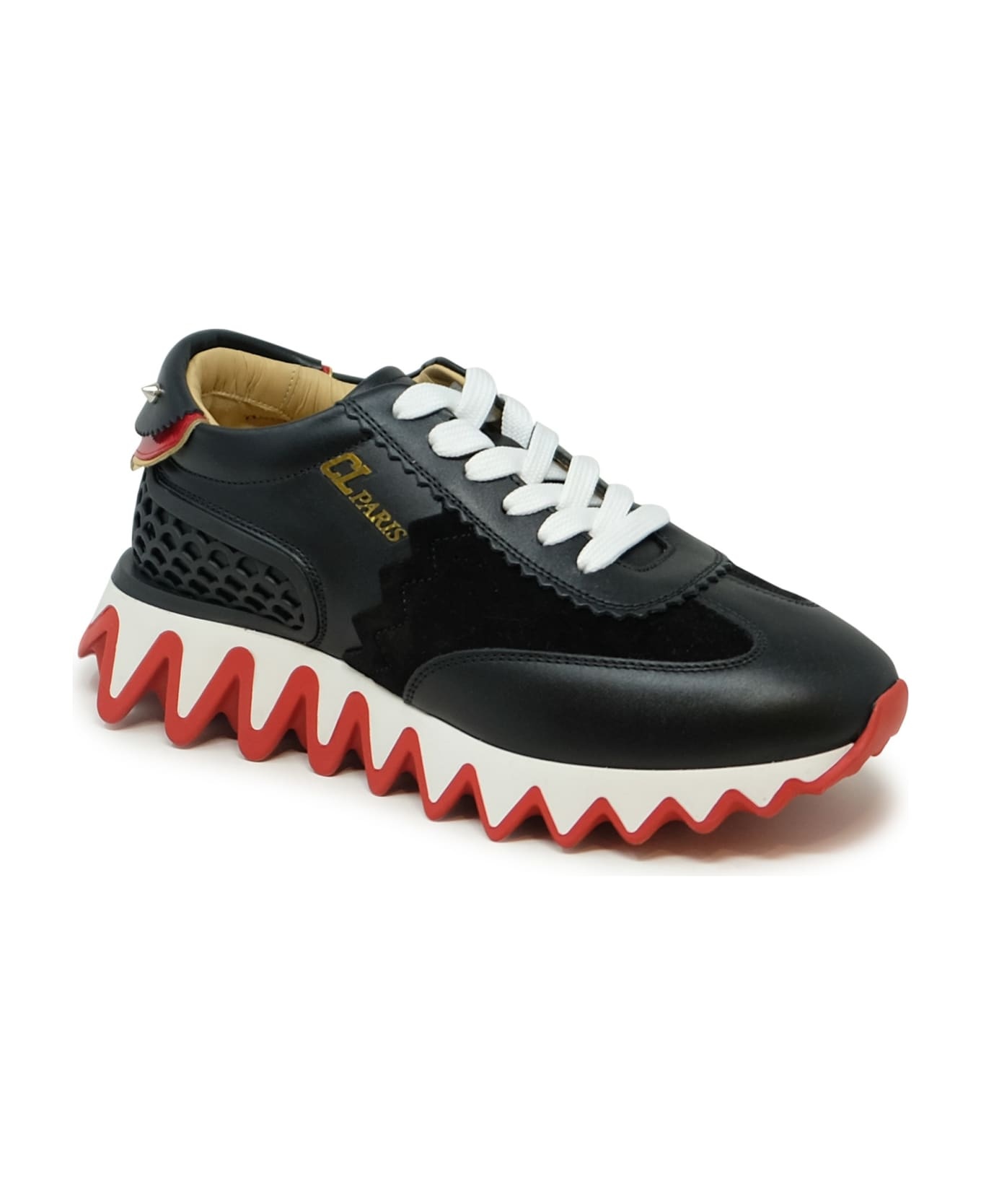 Christian Louboutin Black/loubi Calf/vv/pat Loubishark Donna Flat Sneakers - 2