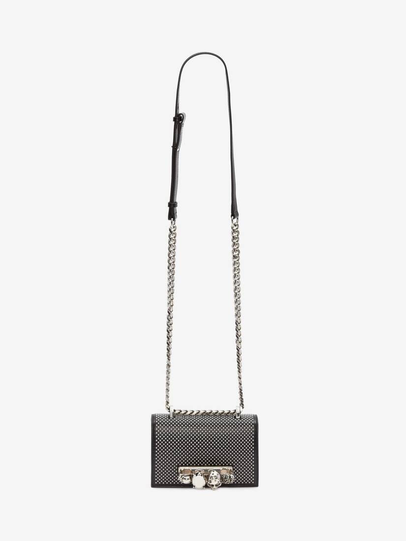 Mini Jewelled Satchel in Black - 5