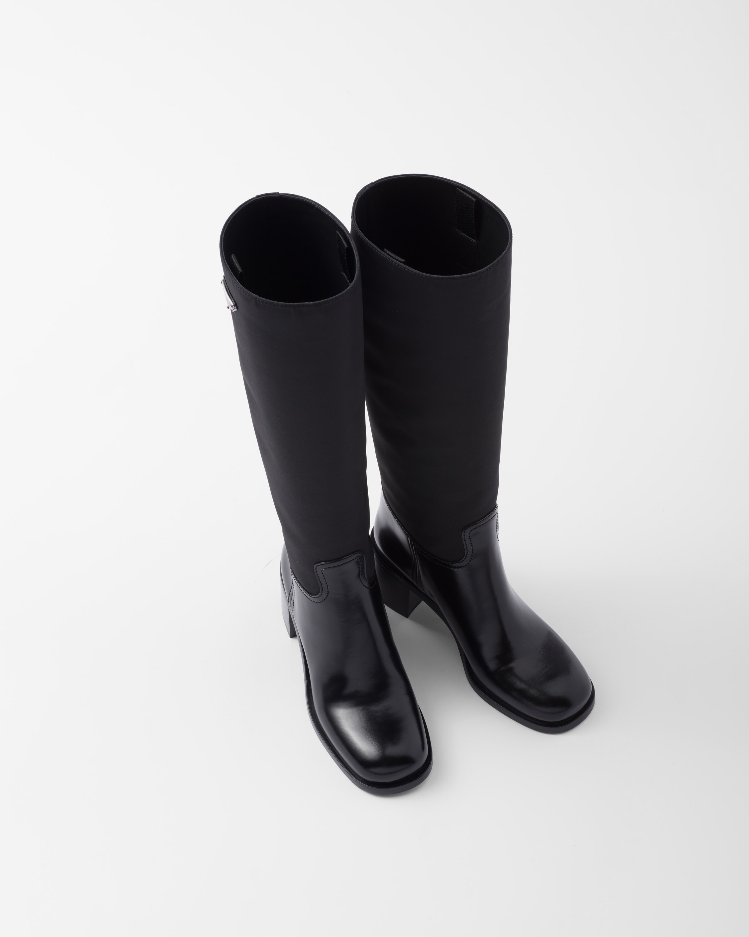 Brushed leather and Re-Nylon boots - 4
