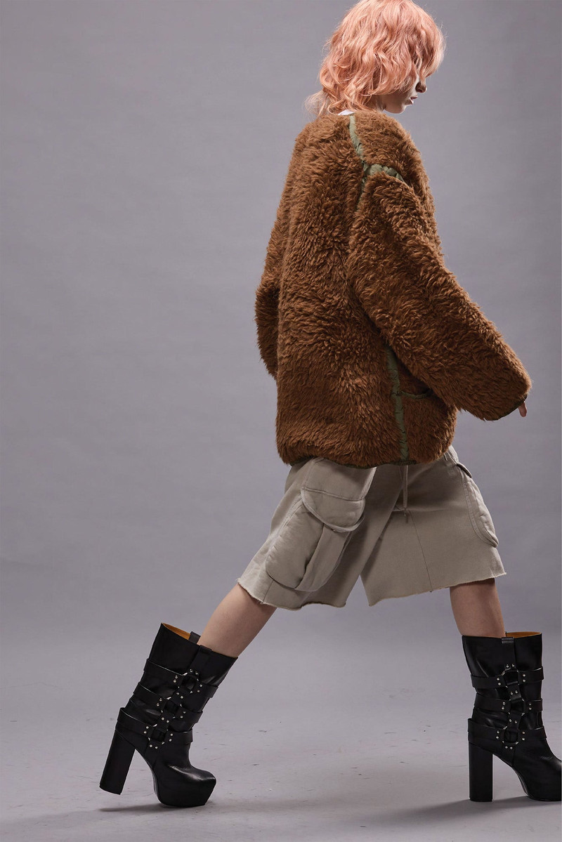 R13 TAPED LINER CARDIGAN - BROWN outlook