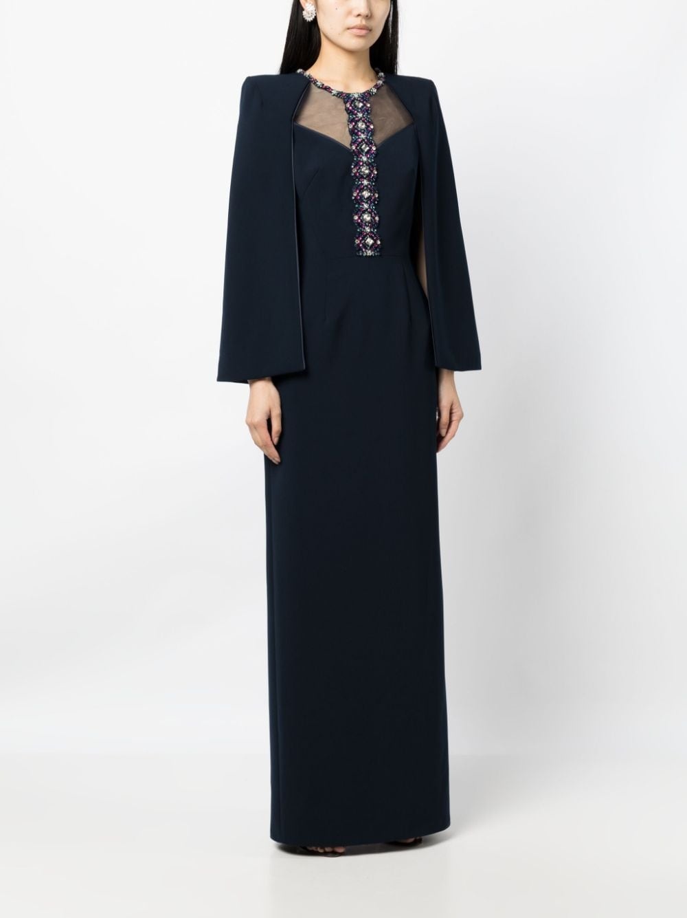 Lucille crystal-embellished cape dress - 3
