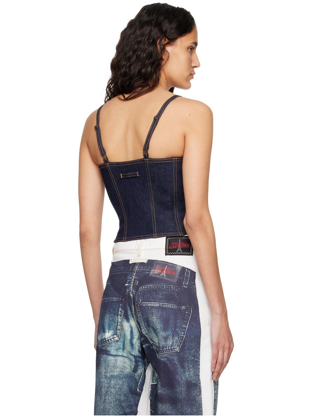 Indigo 'The Lace-Up' Denim Tank Top - 3