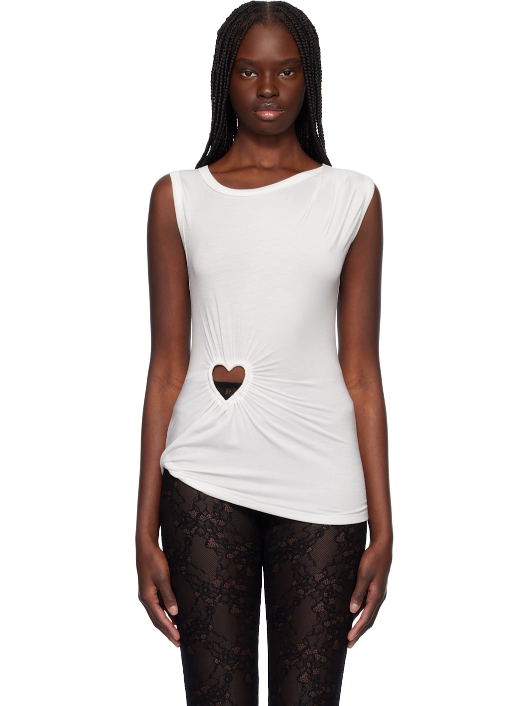 White Heart Shape Tank Top - 1