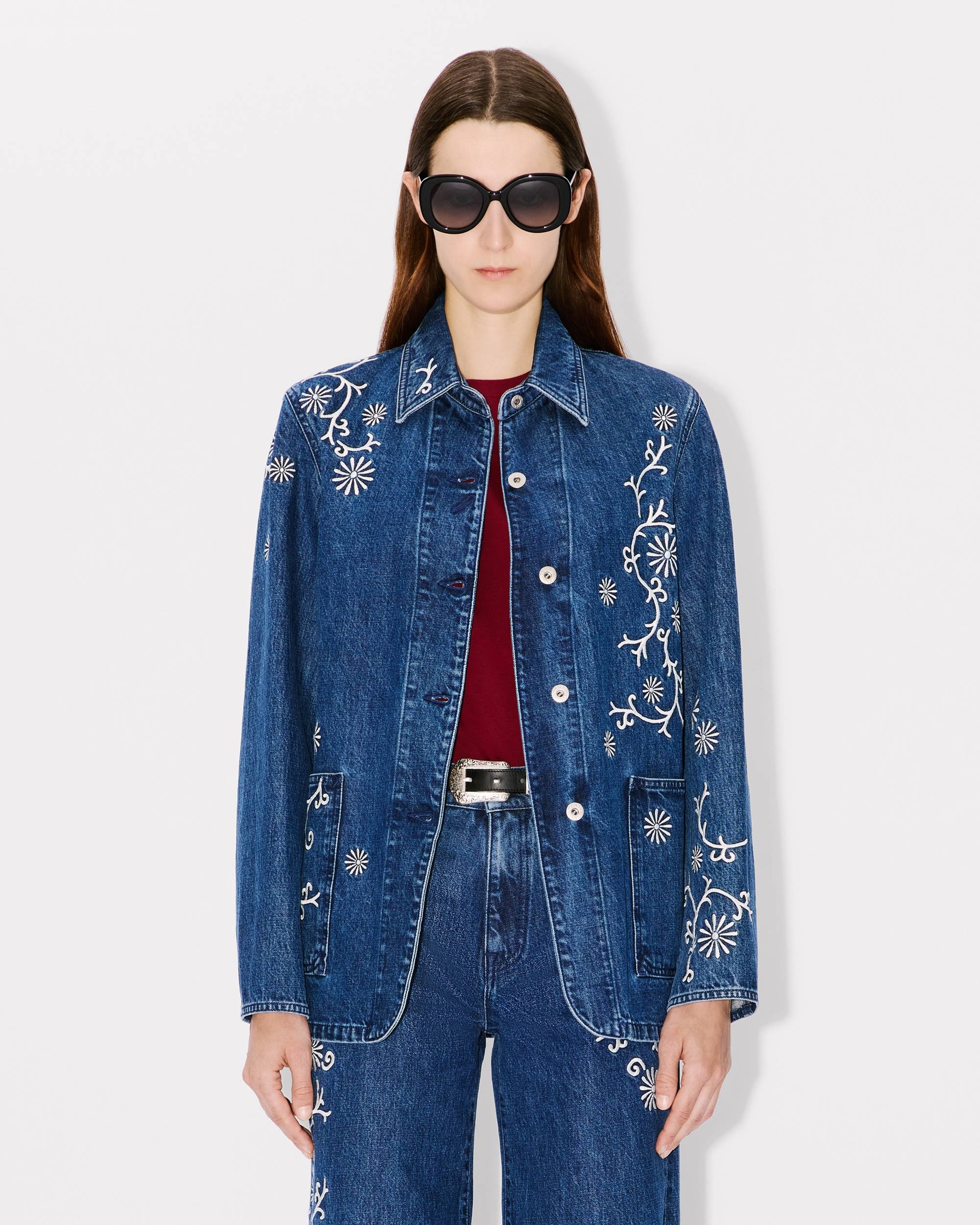 'KENZO Marguerite' embroidered workwear jacket in japanese denim - 4