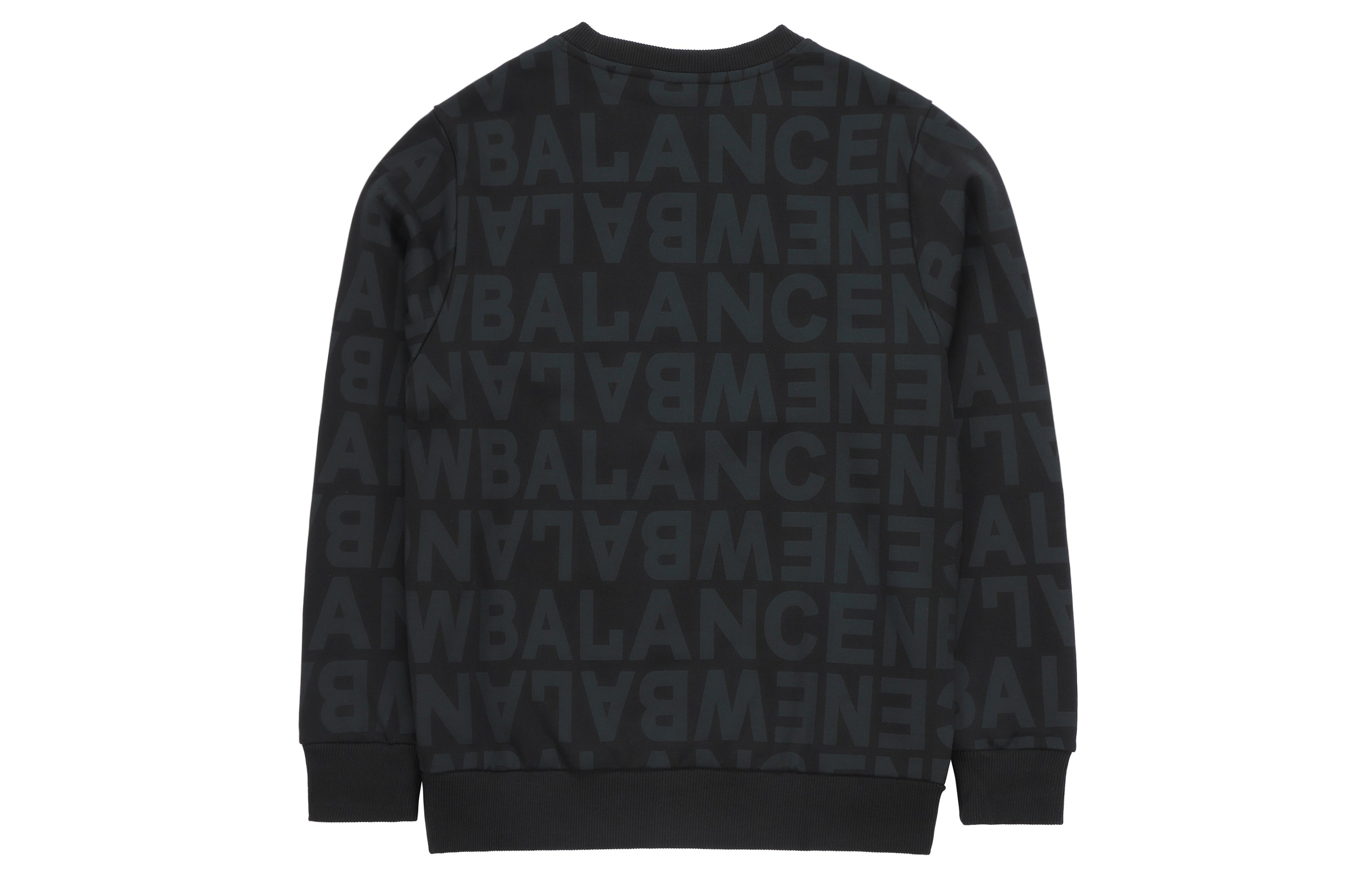 New Balance Men's New Balance Logo Full Print Sports Round Neck Pullover Black AMT14333-BK - 2