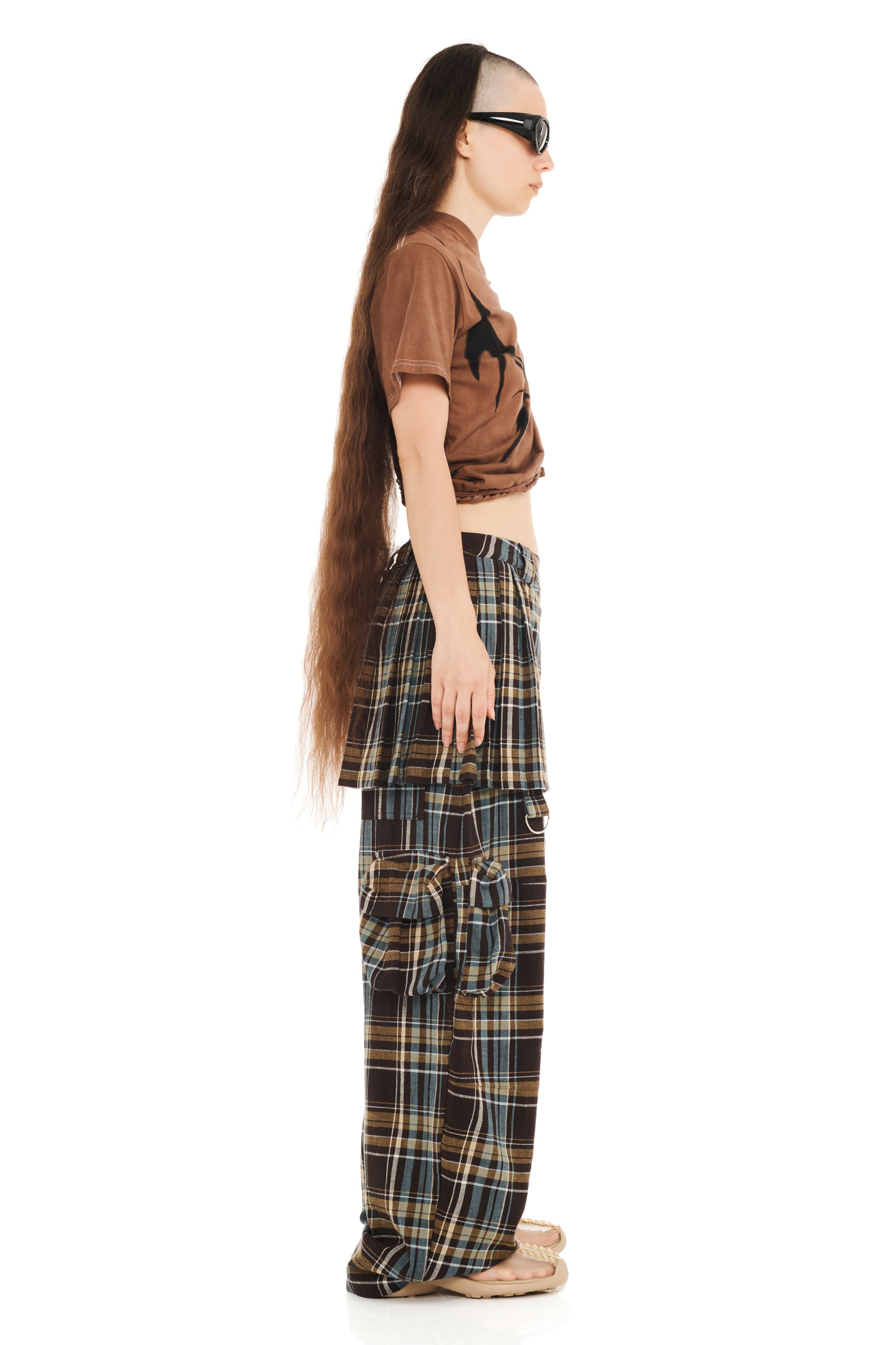 LOAM PLAID LAWN SKIRT CARGO PANT - 4