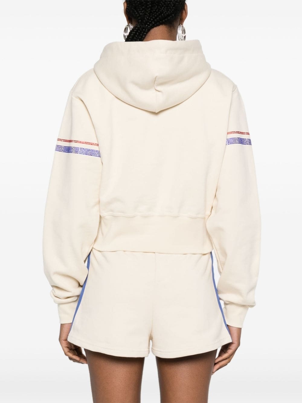 crystal-embellished cropped hoodie - 4