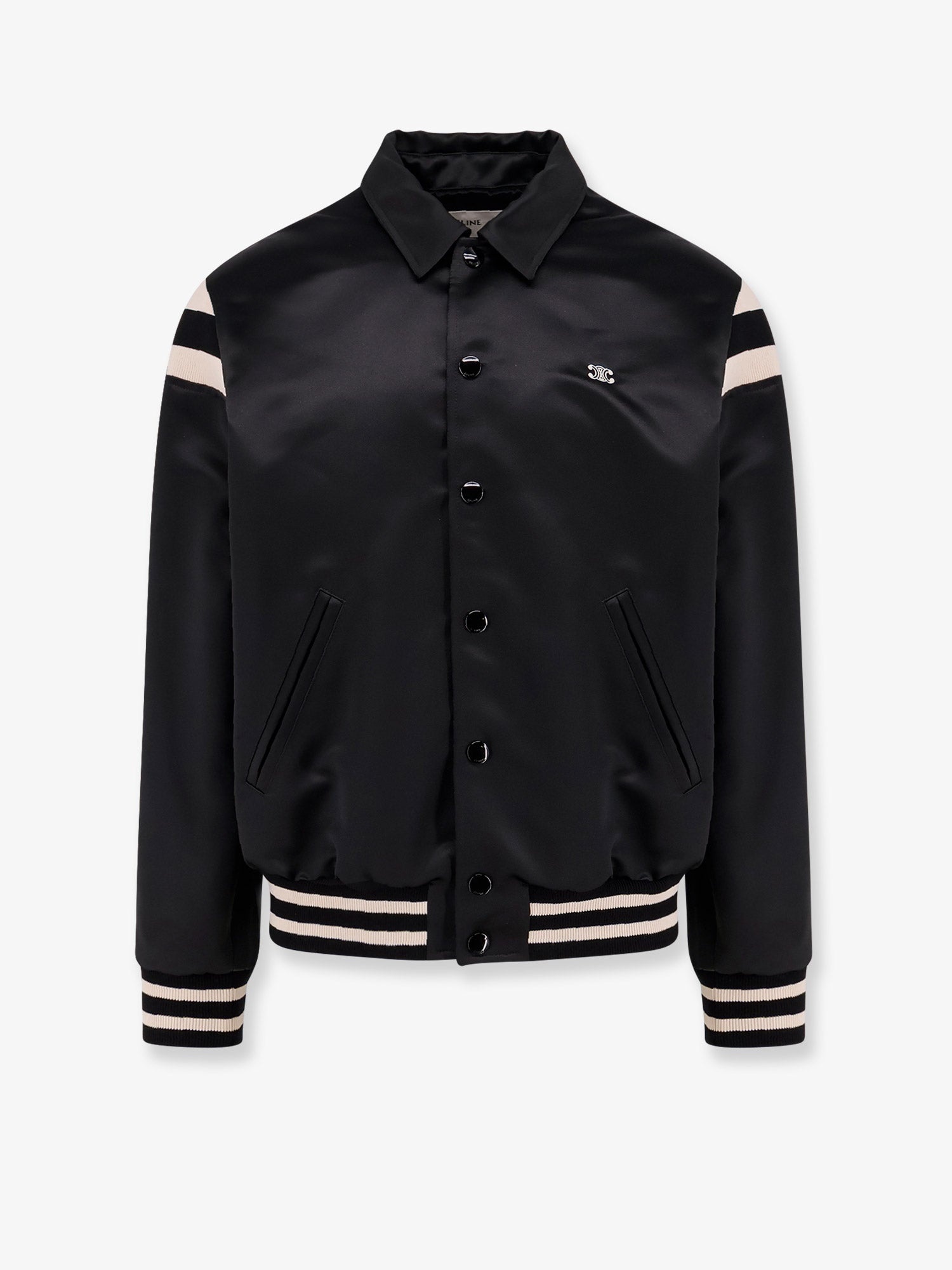 Celine Men Satin Bomber With Logo Embroidery - 1