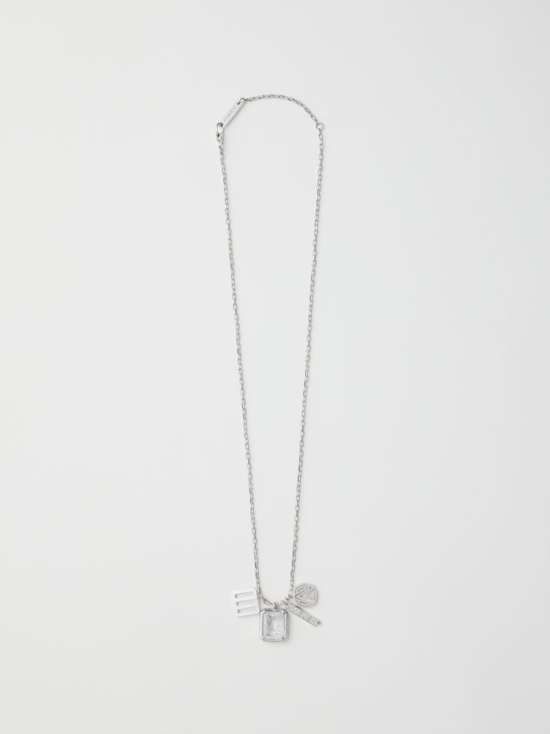 SQUARE CUT STONE CHARMS NECKLACE - 2