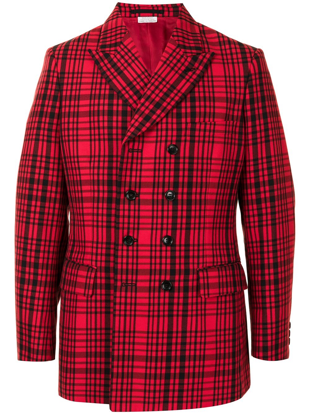 checked single-breasted blazer - 1