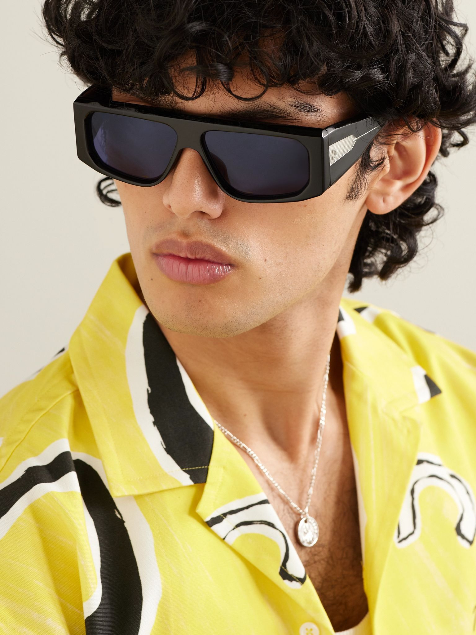 Cliff Square-Frame Acetate and Silver-Tone Sunglasses Black - 2