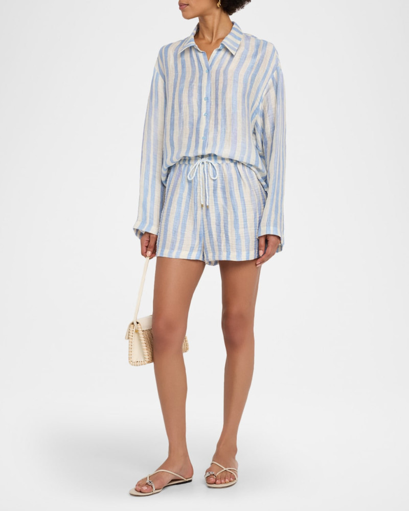 MARIE OLIVER Nico Oversized Striped Beach Shirt outlook