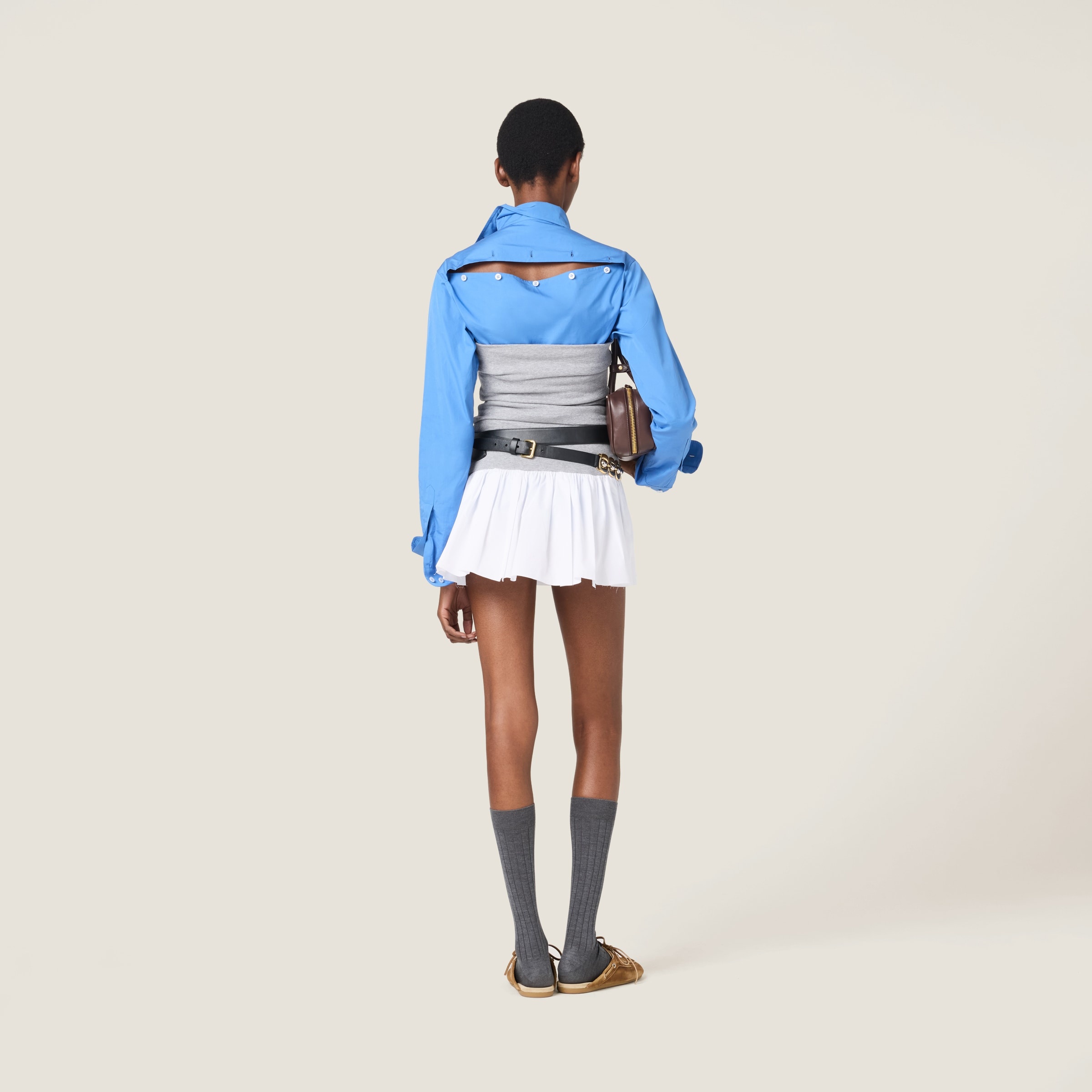 Poplin and jersey miniskirt - 3