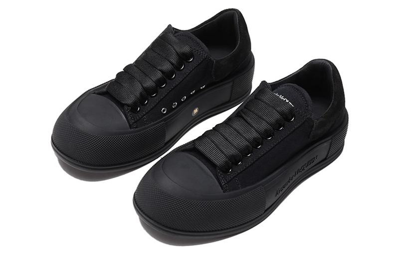 (WMNS) Alexander McQueen Deck Skate Plimsoll Shoes 'Black' 697120W4MV71000 - 3