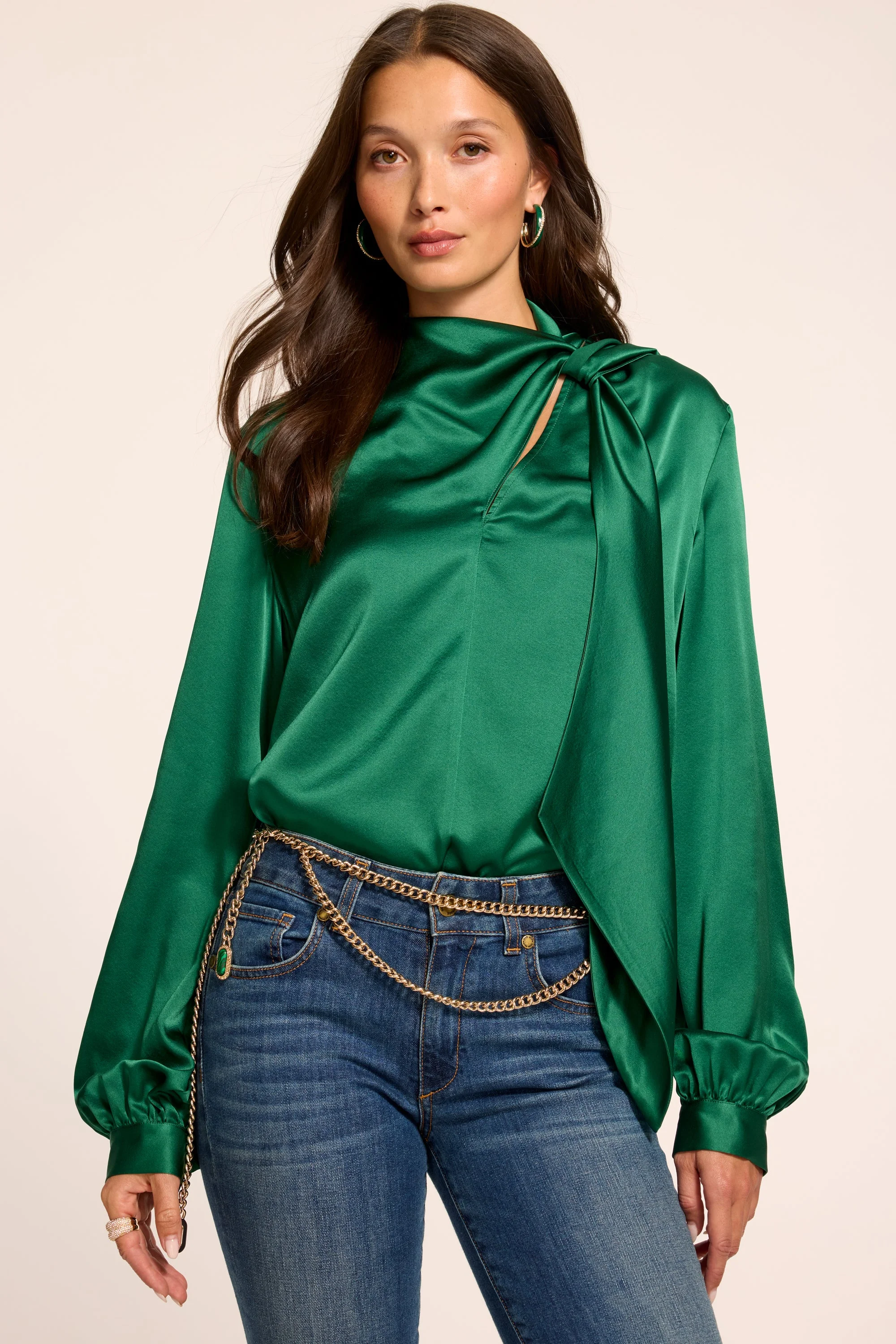Harry Silk Long Sleeve Blouse | DEEP EMERALD - 1