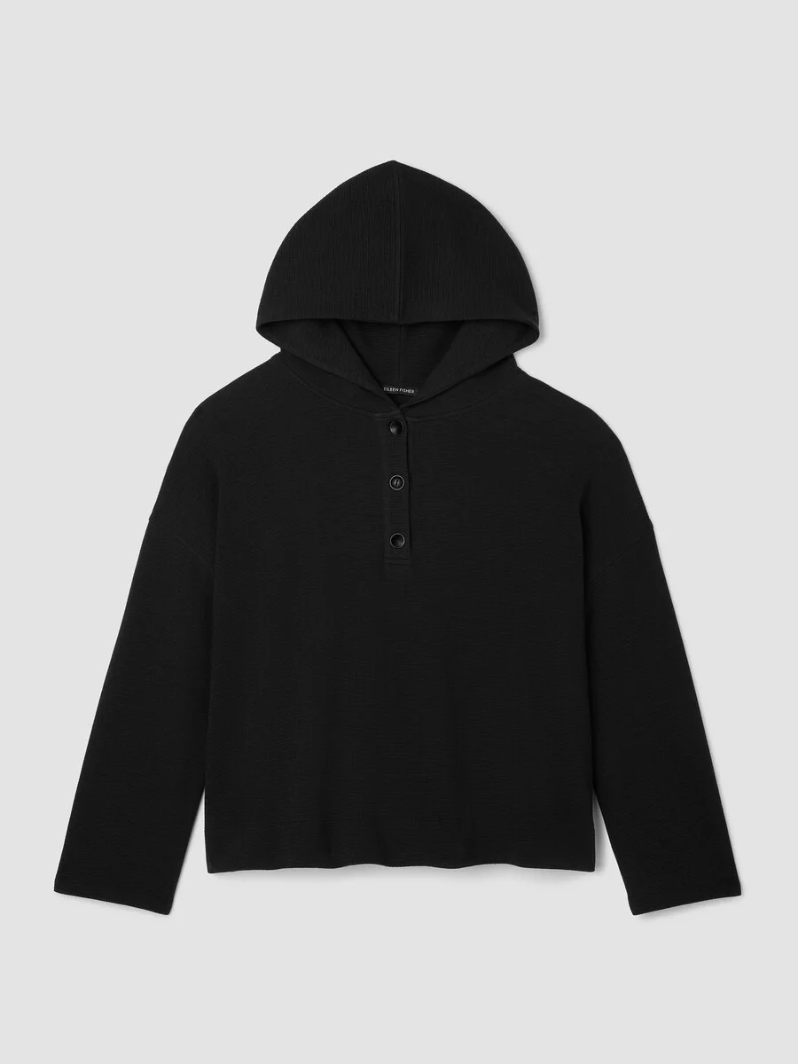 Waffle Cotton Blend Doubleknit Hooded Top - 1