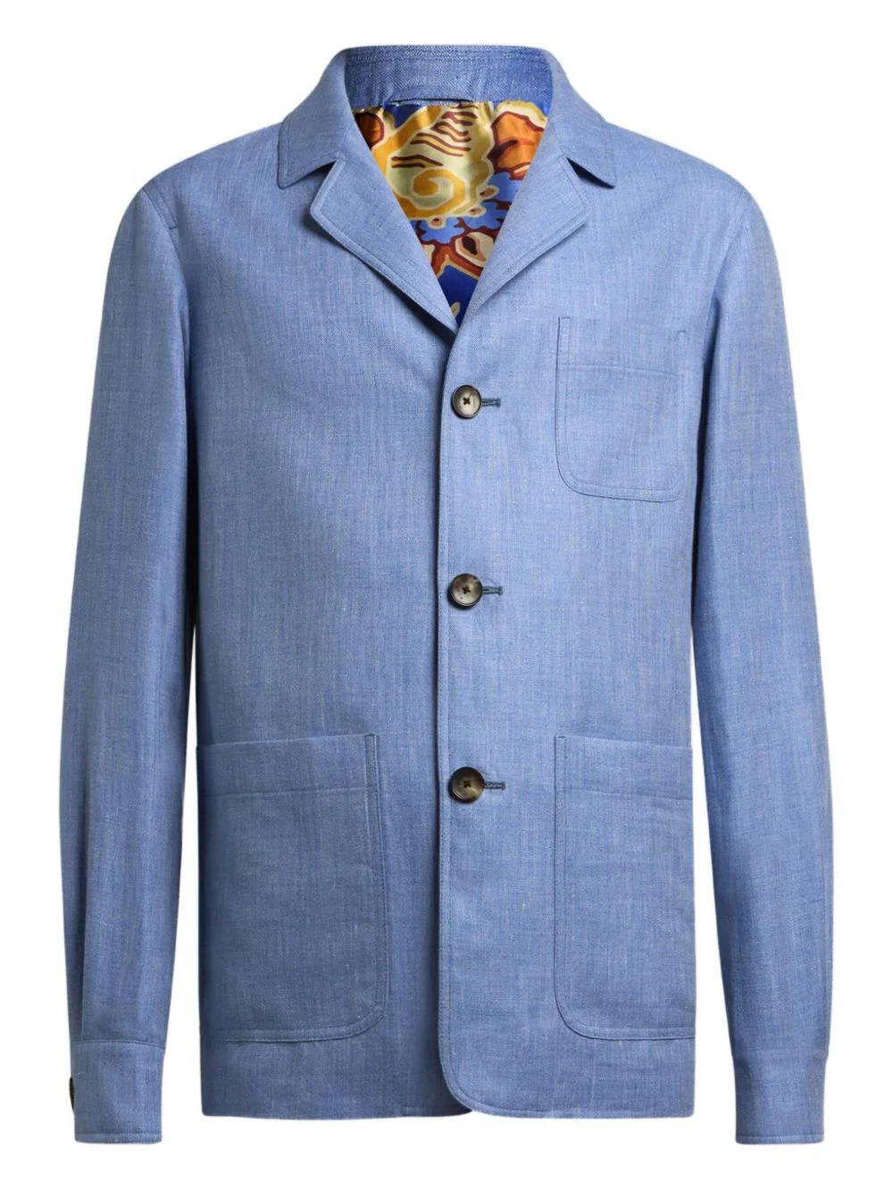 three-button patch-pocket linen jacket - 1