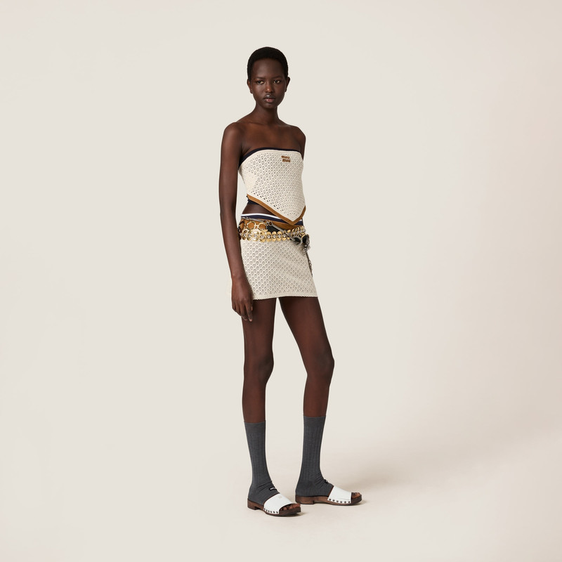 Miu Miu Cotton and suede bandana top outlook