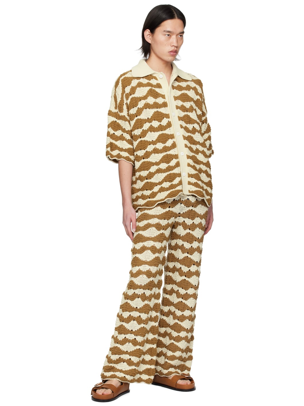Brown & Beige Punzonato Shirt - 4