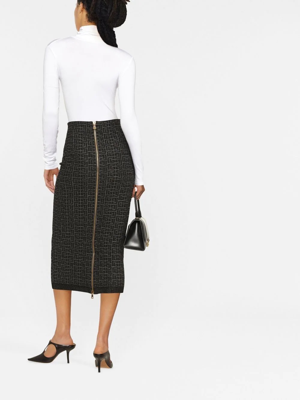 embossed-monogram midi skirt - 4