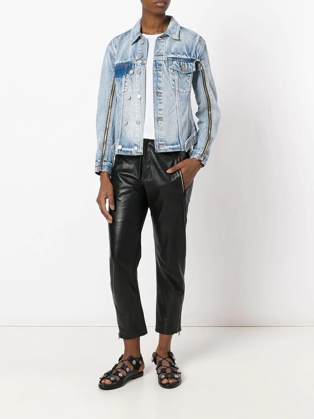 zip details denim jacket - 2