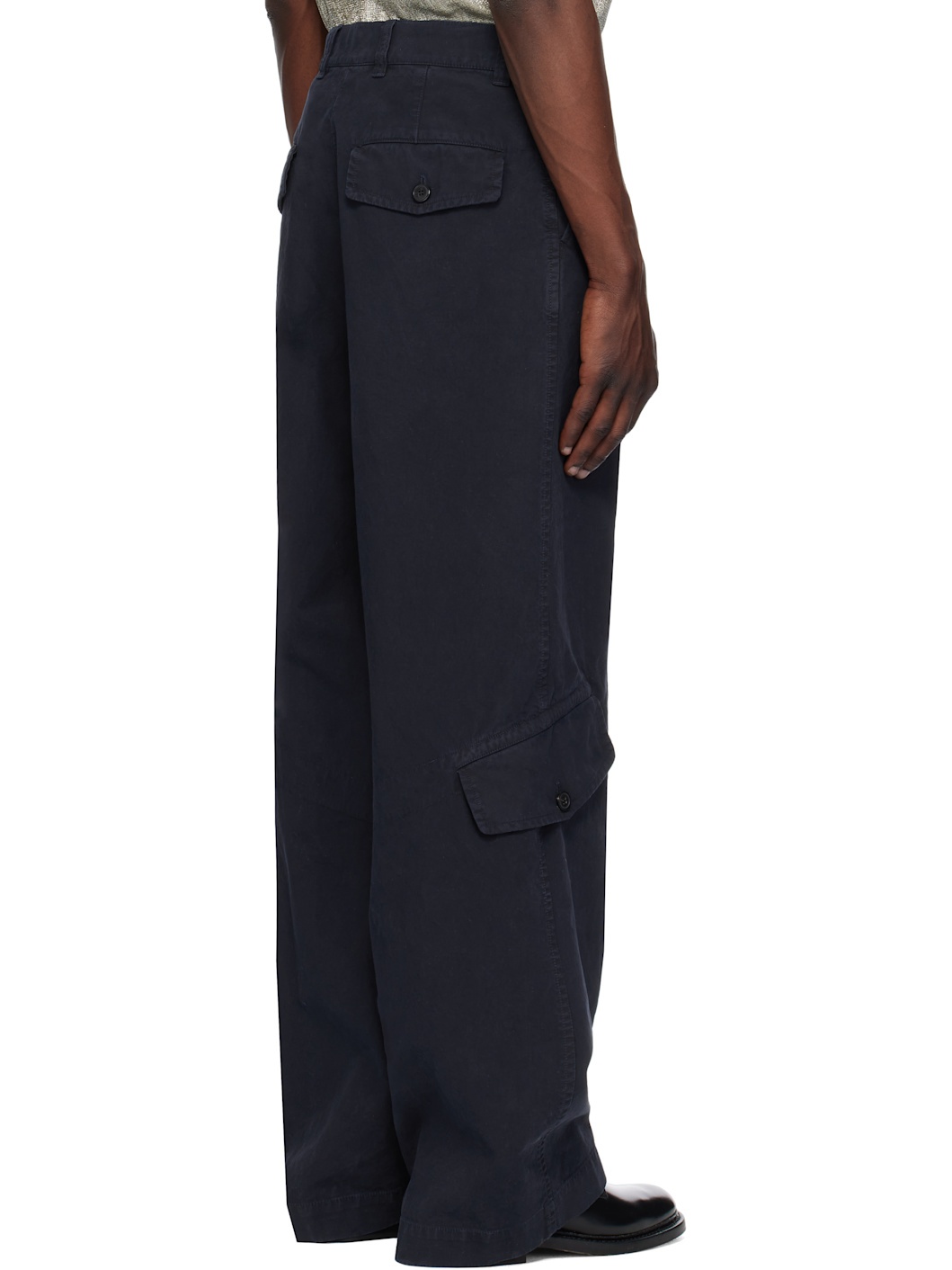 Navy Cotton Cargo Pants - 3