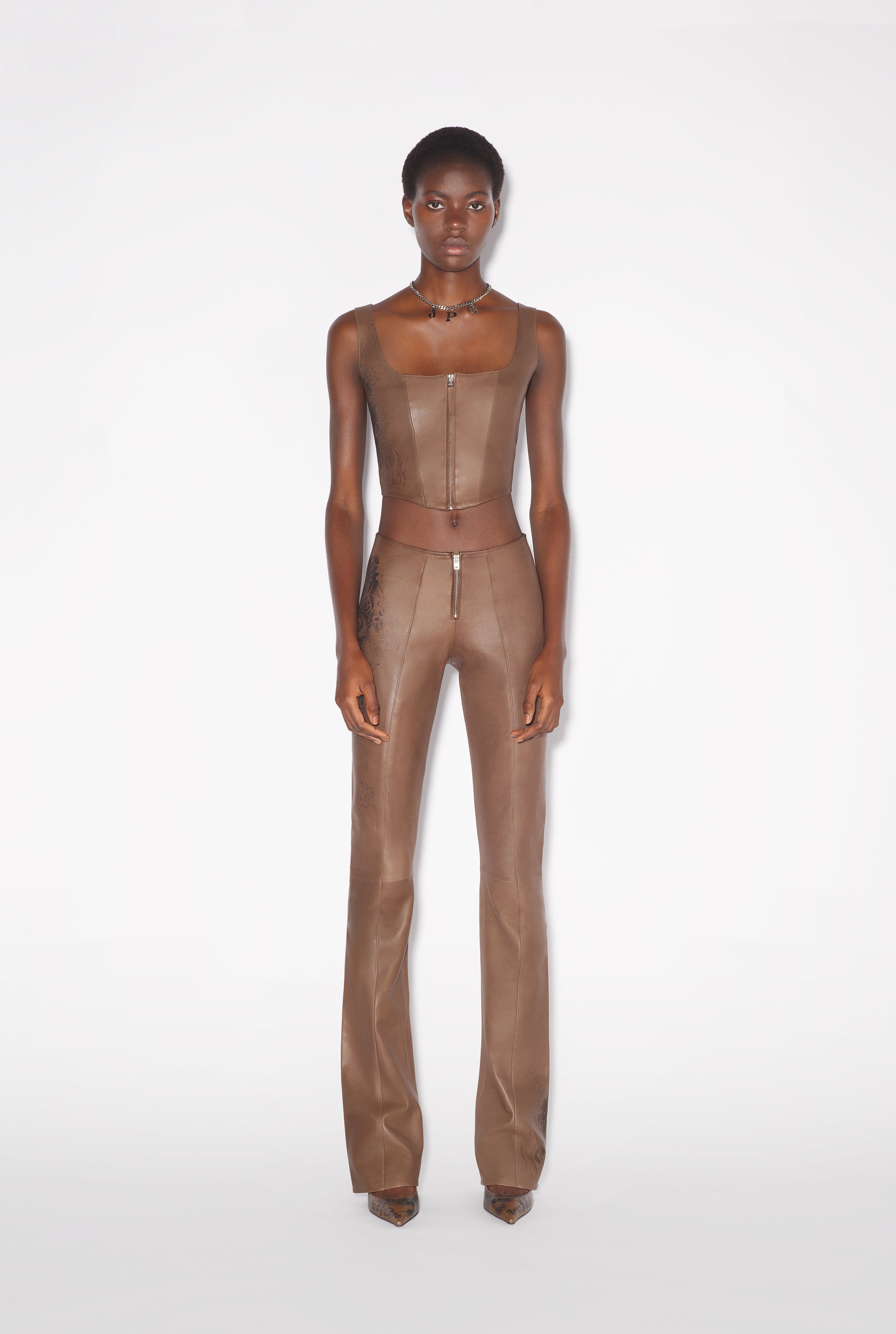 THE EBONY TATTOO LEATHER BUSTIER - 2