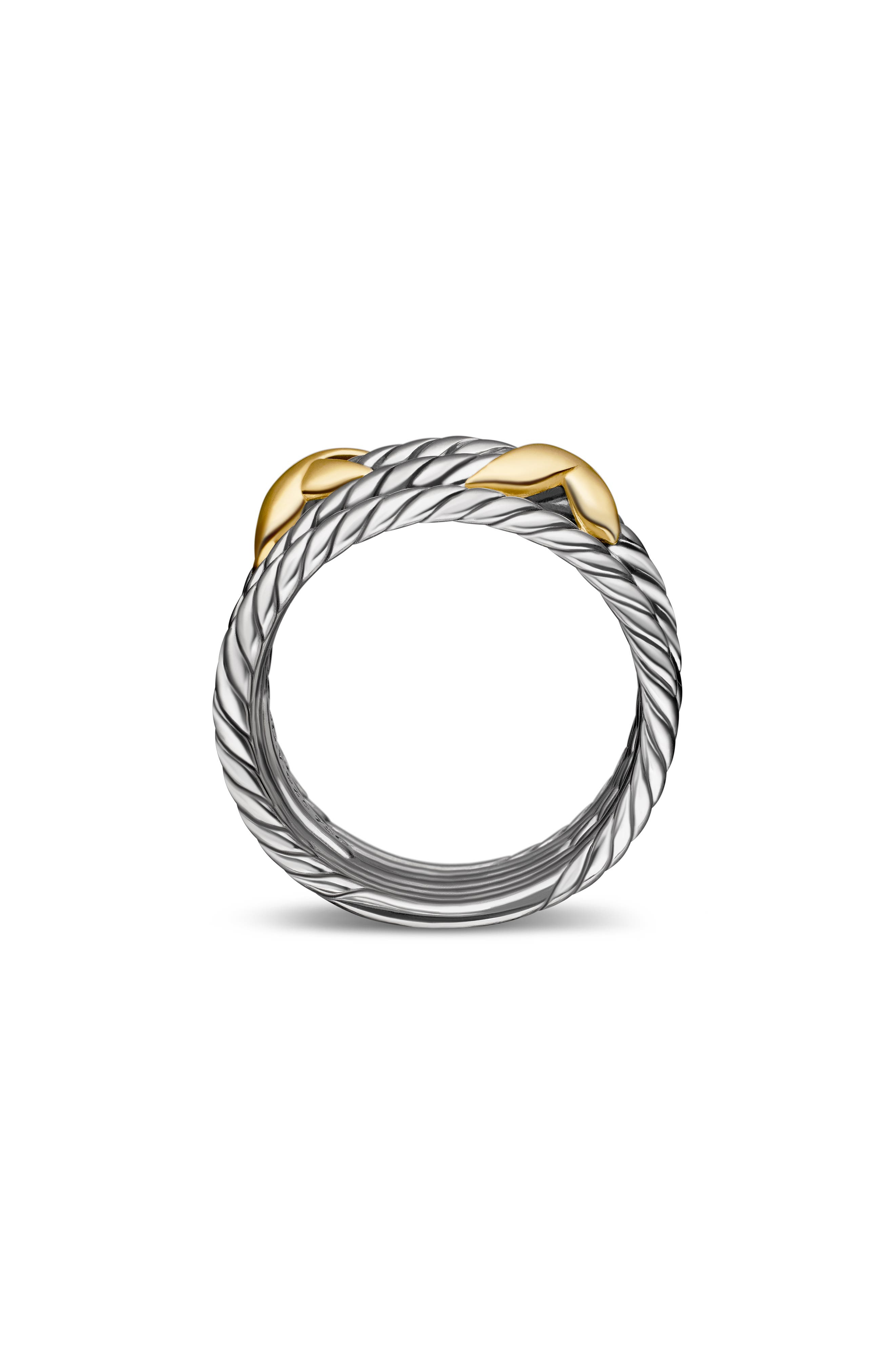 David Yurman Double X Crossover Ring in Sterling Silver with 18K Yellow Gold, 13mm in Two Tone at No - 5