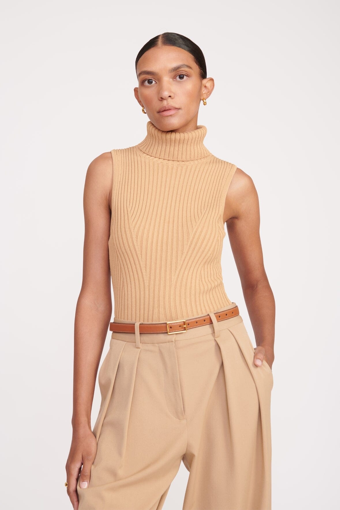 STAUD CLASSIC WIDE BELT TAN - 2