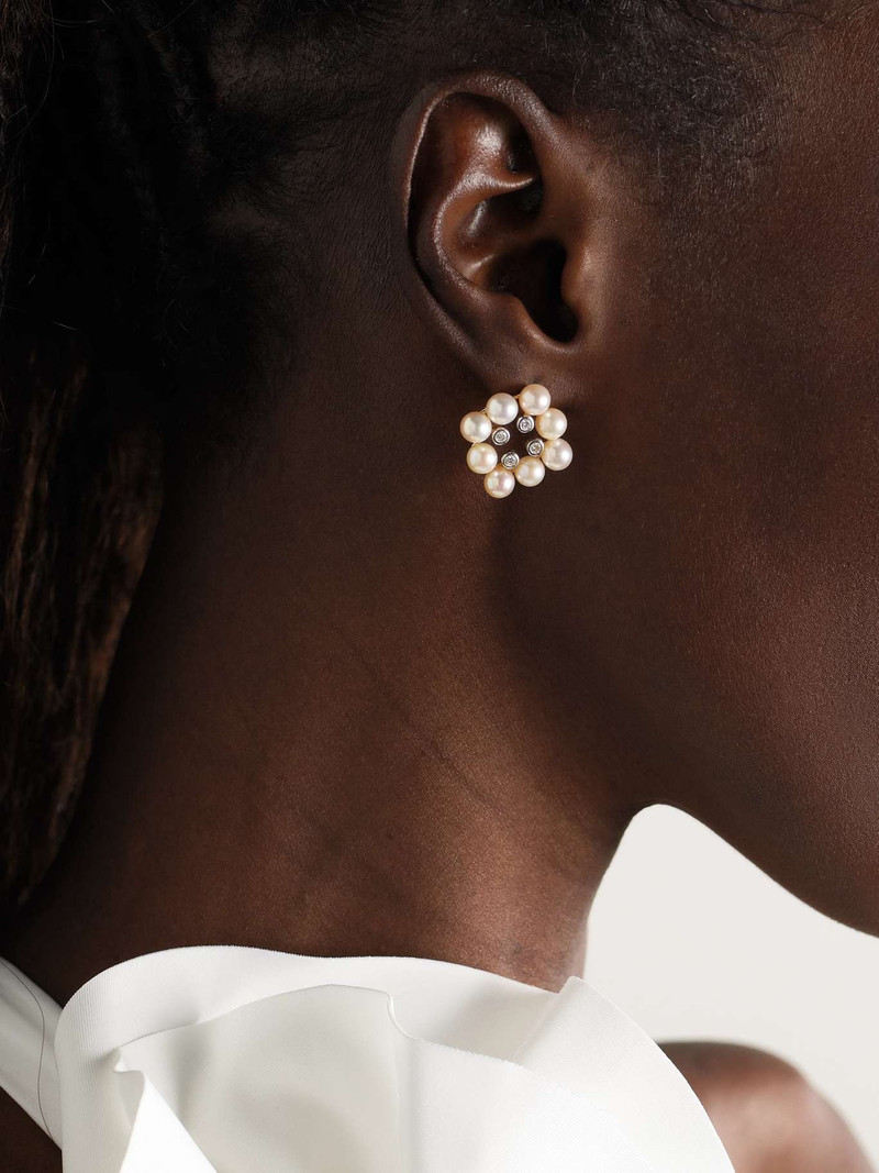 MATEO 14-karat yellow and white gold, pearl and diamond earrings Gold outlook